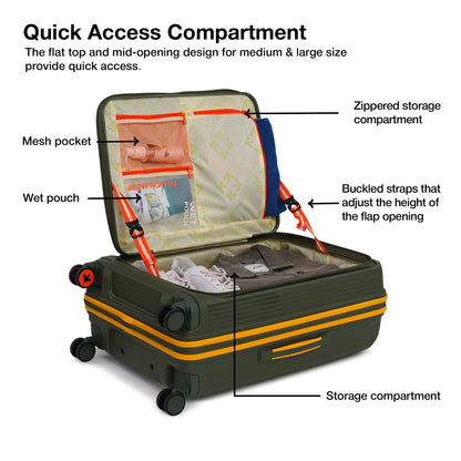 Nasher Miles Alexandria Hard-Sided Polypropylene TSA Lock Check-in Luggage 24 inch | 65cm | 8 Wheels Medium Trolley Bag for Travel | Suitcase (Green Yellow)