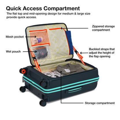 Nasher Miles Alexandria Hard-Sided Polypropylene TSA Lock Check-in Luggage 24 inch | 65cm | 8 Wheels Medium Trolley Bag for Travel | Suitcase (Grey Teal)