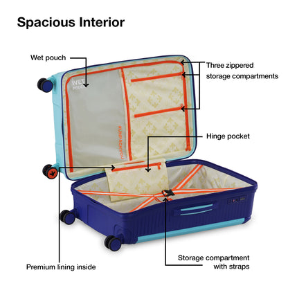 Nasher Miles Dubai TSA Lock Hard-Sided Polypropylene Check-in Luggage 24 inch | 65cm | 8 Wheels Medium Trolley Bag for Travel | Suitcase (Green Navy Blue)