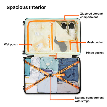 Nasher Miles Oslo TSA Lock Hard-Sided Polycarbonate Wide Telescopic Handle Check-in Luggage Patel Green Black 26 inch |66 Trolley Bag |Medium Suitcase