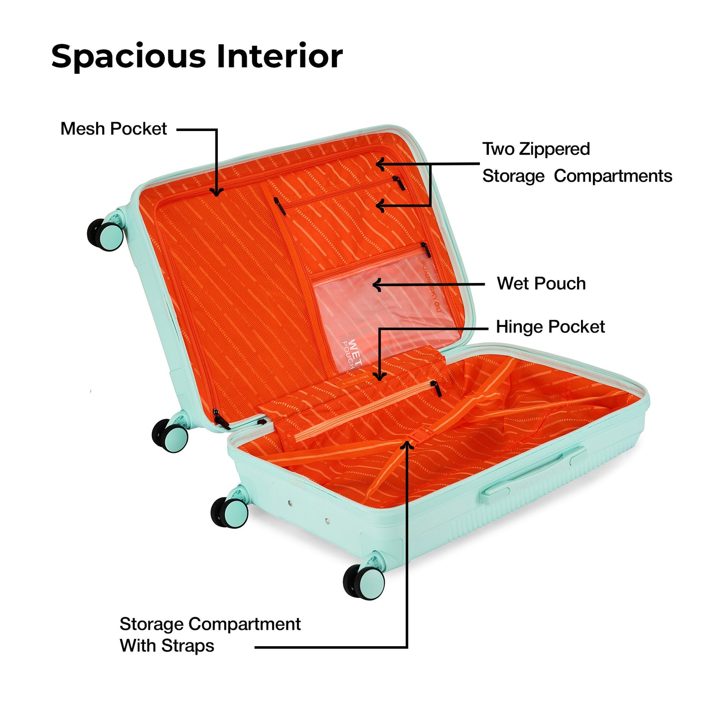 Nasher Miles Hawaii TSA Lock and Anti-Theft Hard-Sided Polypropylene Check-in Luggage Pastel Green 24 inch |65 Trolley Bag | Suitcase