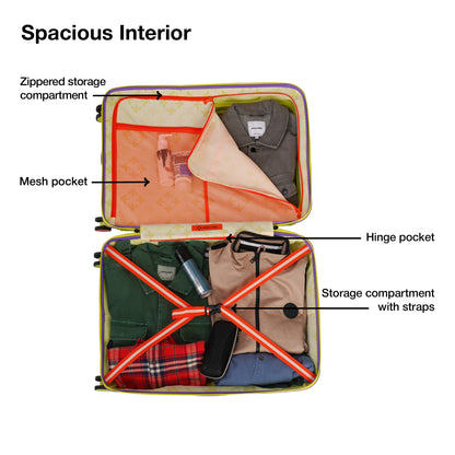 Nasher Miles Alexandria Hard-Sided Polypropylene TSA Lock Check-in Luggage 24 inch | 65cm | 8 Wheels Medium Trolley Bag for Travel | Suitcase (Green Purple)