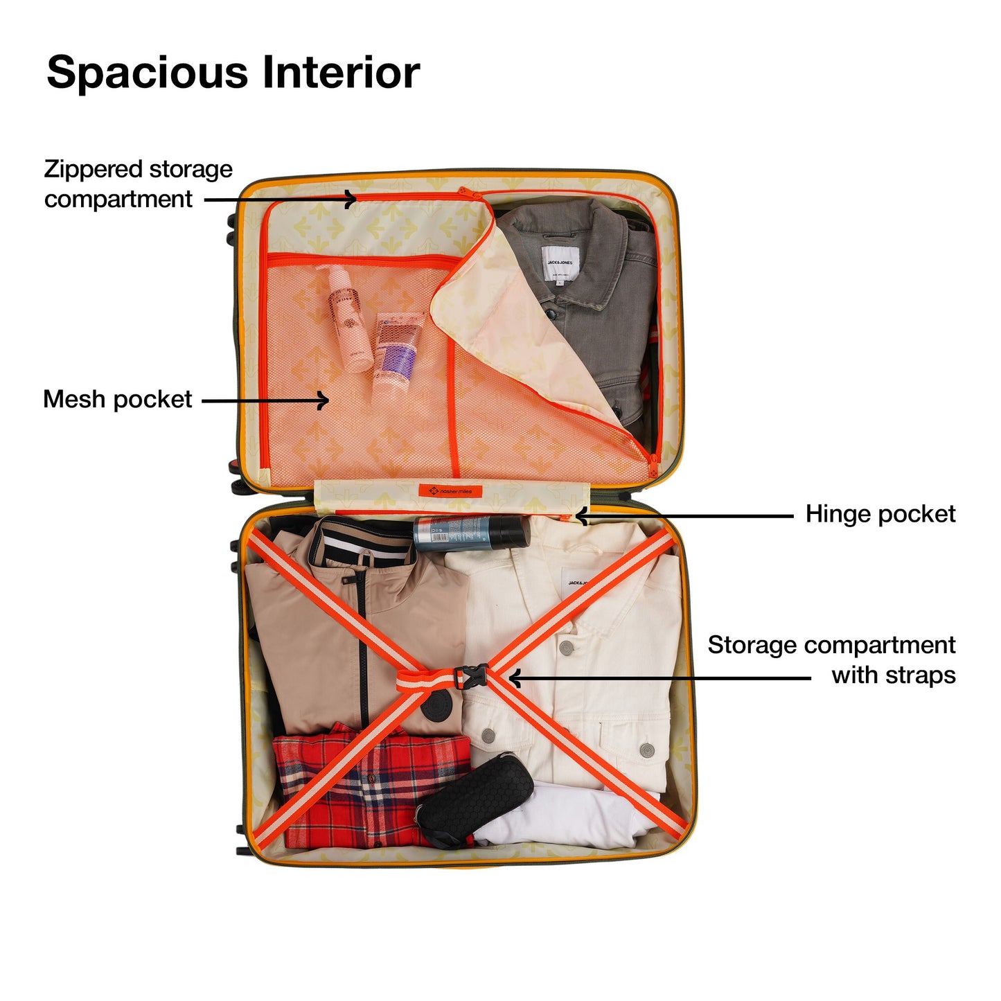 Nasher Miles Alexandria Hard-Sided Polypropylene TSA Lock Check-in Luggage 24 inch | 65cm | 8 Wheels Medium Trolley Bag for Travel | Suitcase (Green Yellow)