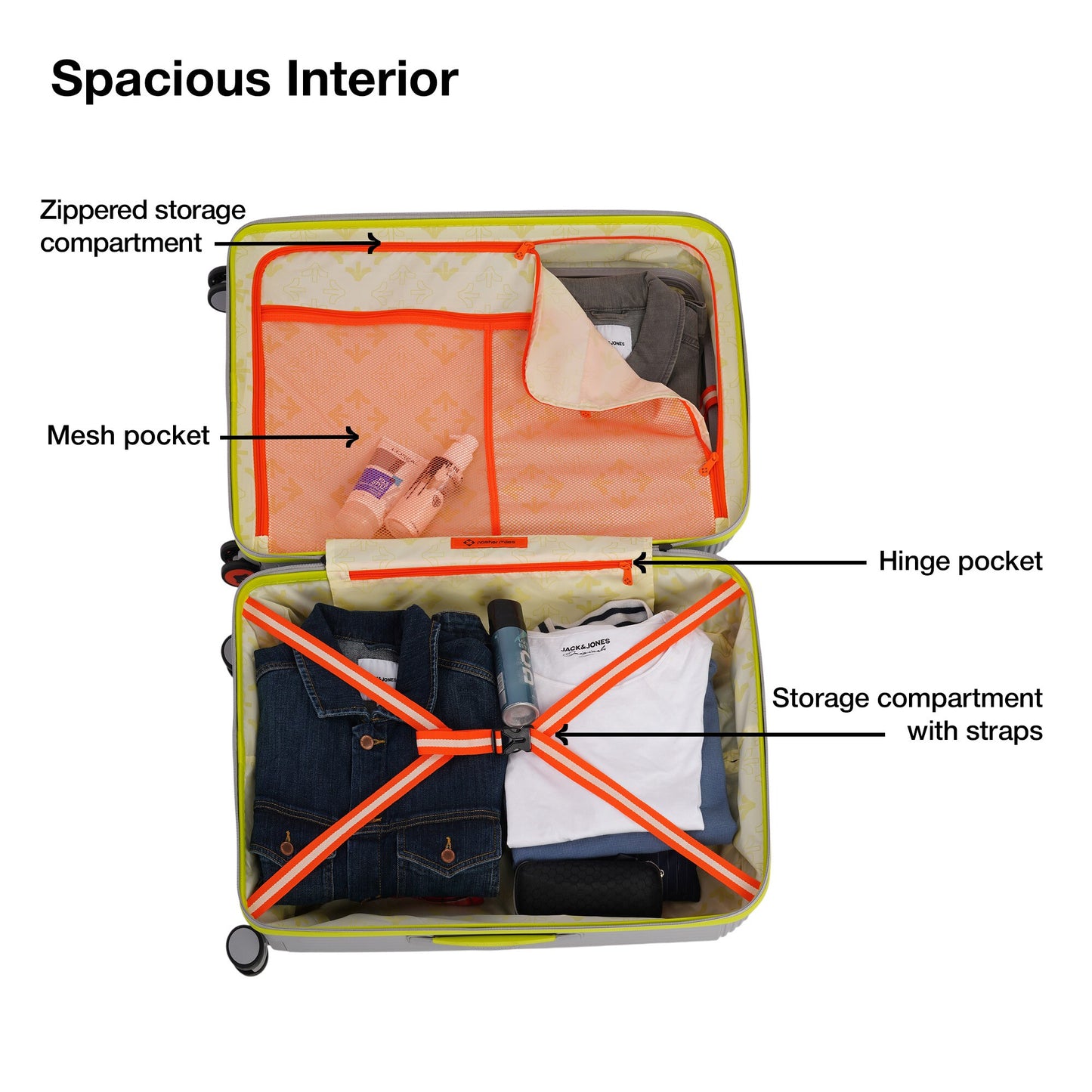 Nasher Miles Alexandria Hard-Sided Polypropylene TSA Lock Check-in Luggage 24 inch | 65cm | 8 Wheels Medium Trolley Bag for Travel | Suitcase (Grey Green)