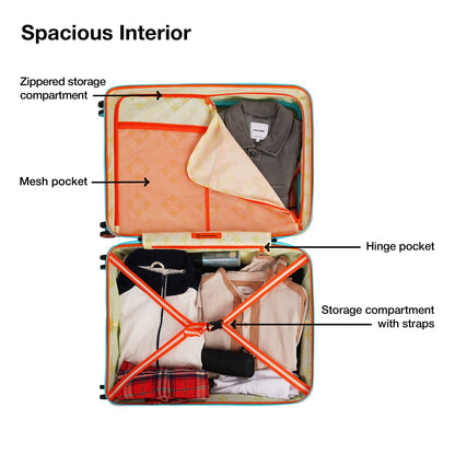 Nasher Miles Alexandria Hard-Sided Polypropylene TSA Lock Check-in Luggage 24 inch | 65cm | 8 Wheels Medium Trolley Bag for Travel | Suitcase (Teal Peach)