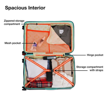 Nasher Miles Alexandria Hard-Sided Polypropylene TSA Lock Check-in Luggage 24 inch | 65cm | 8 Wheels Medium Trolley Bag for Travel | Suitcase (Grey Teal)