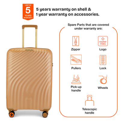 Nasher Miles Capri Hard-Sided Polypropylene Check-in Luggage 24 inch | 65cm | 8 Wheels Medium Trolley Bag for Travel | Suitcase (Champagne & RoseGold)