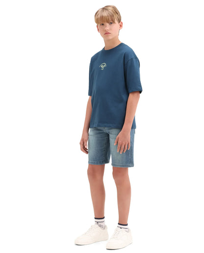 Rare Ones Kids Marin-2 Light Blue Cotton Blend Fabric Zipper Closure Regular Fit Shorts