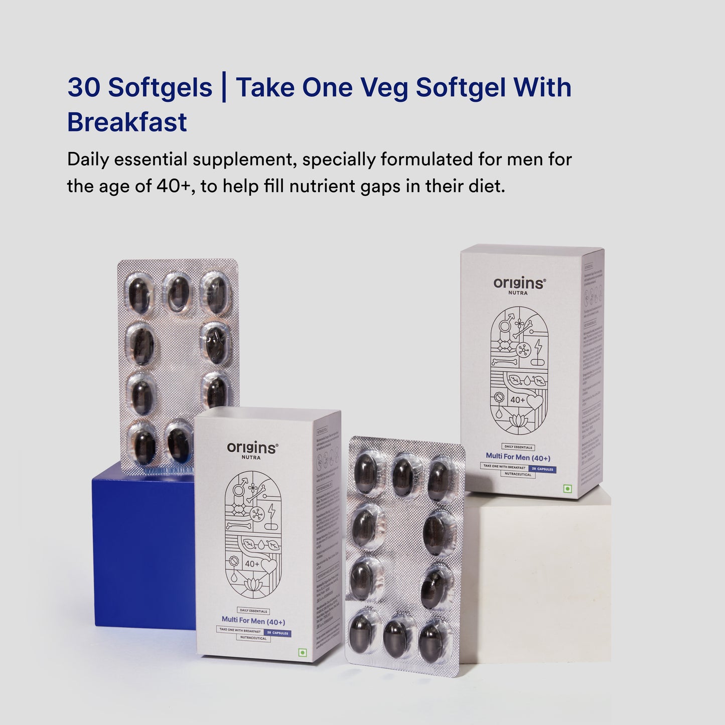 Origins Nutra Multi For Men (40+) | Boost Energy & Metabolism, Immune Support, Bone and Joint Support | Panax Ginseng Extract| GMP Certified | Non-GMO | For Men (40+) | 30 Soft gels.