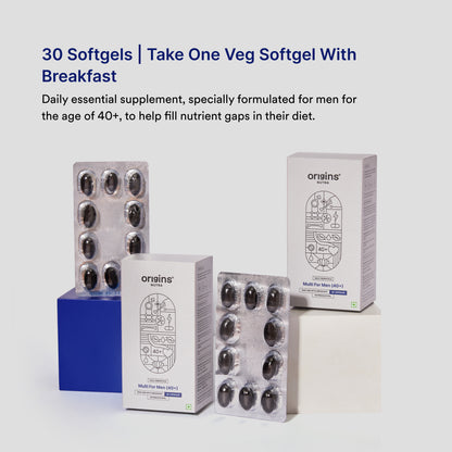 Origins Nutra Multi For Men (40+) | Boost Energy & Metabolism, Immune Support, Bone and Joint Support | Panax Ginseng Extract| GMP Certified | Non-GMO | For Men (40+) | 30 Soft gels.