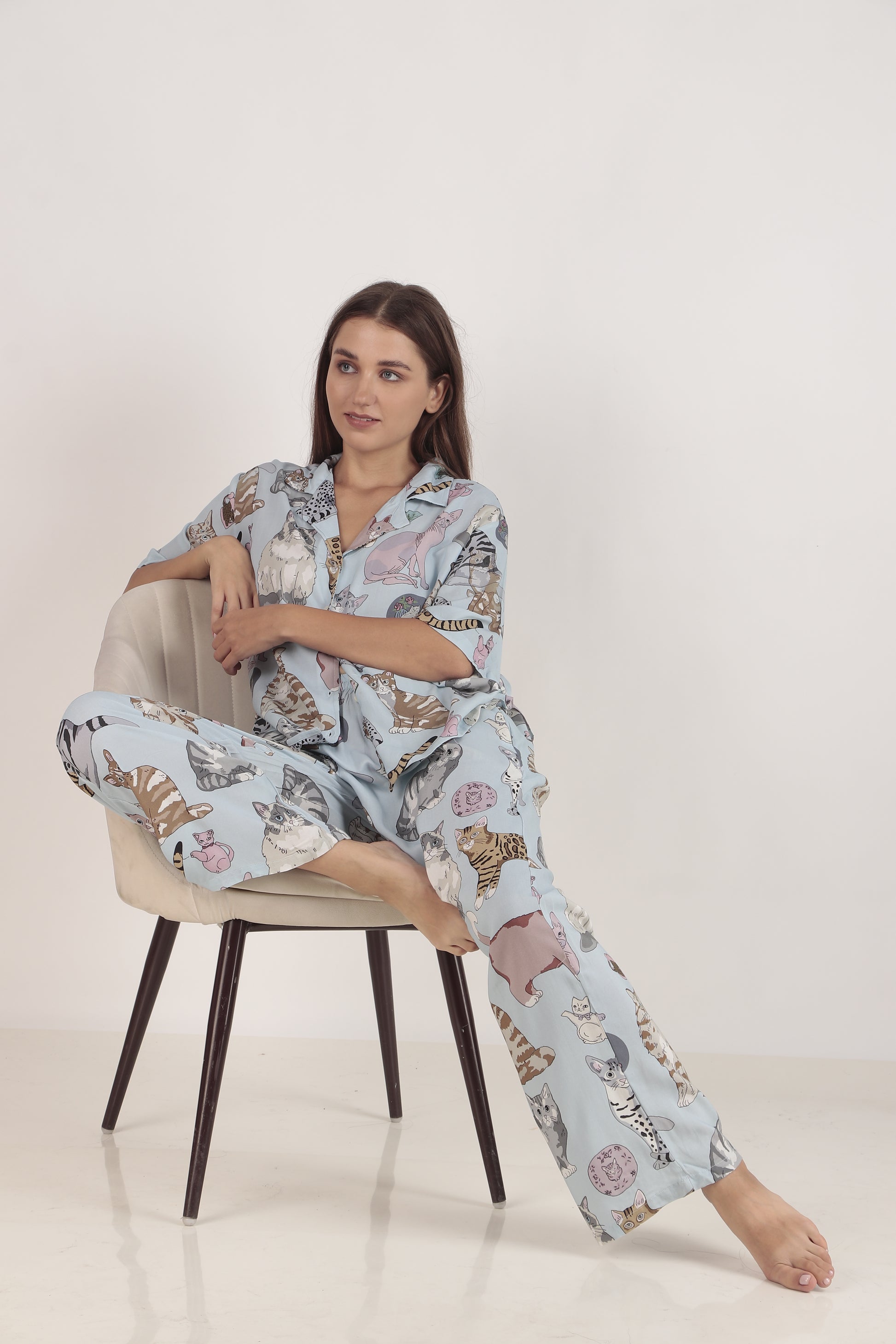 Meow Blue Loungewear set | Masha at Broadway