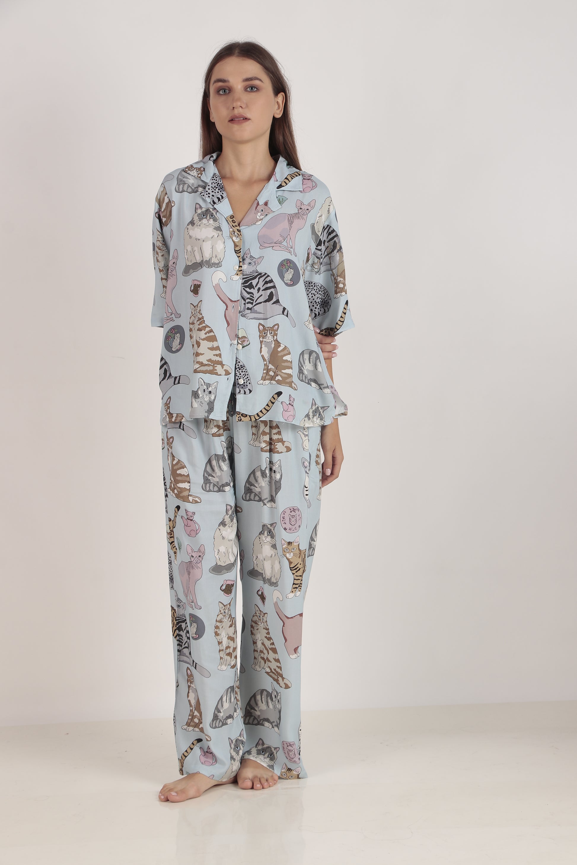 Meow Blue Loungewear set | Masha at Broadway