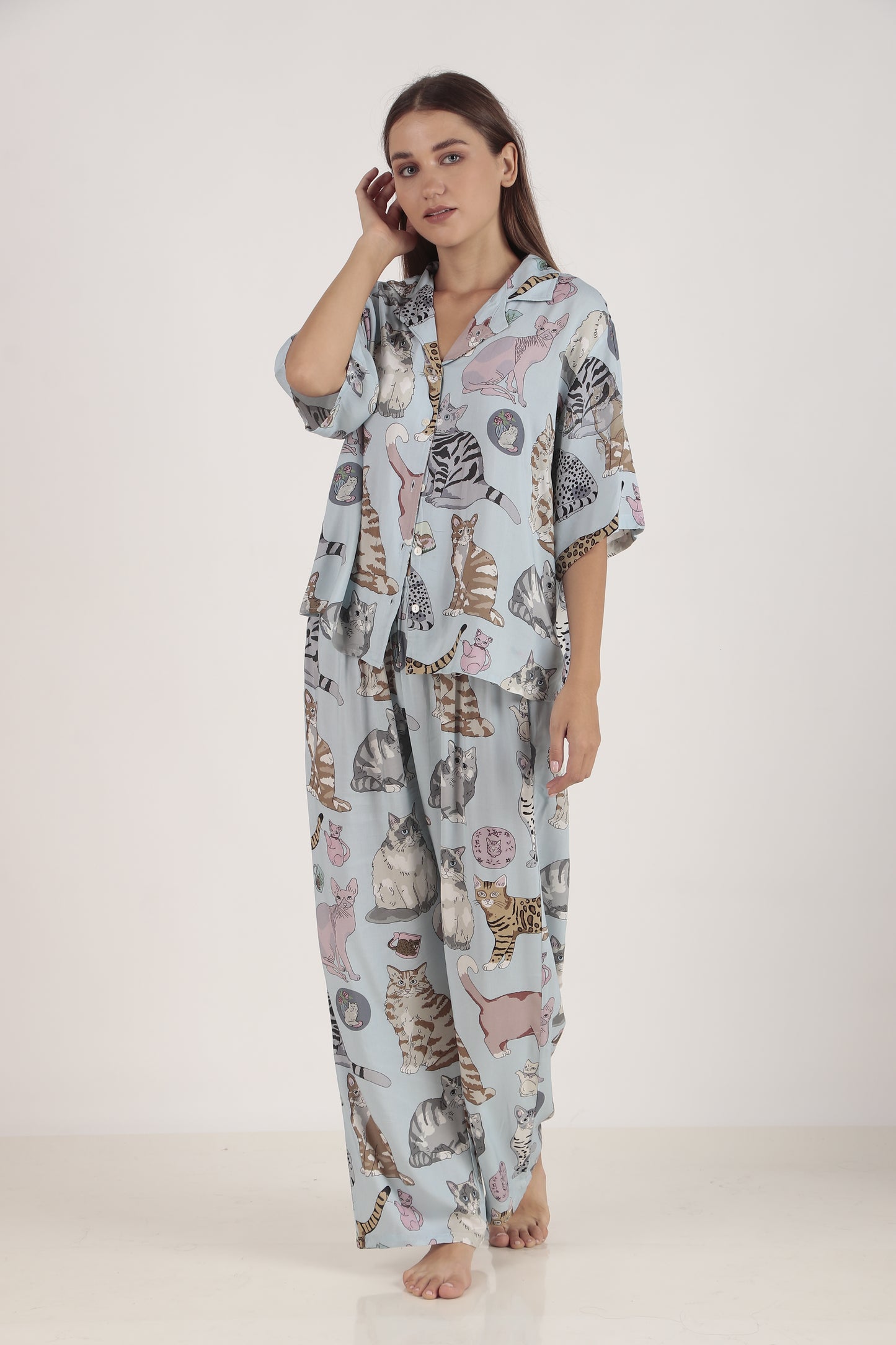 Meow Blue Loungewear set | Masha at Broadway
