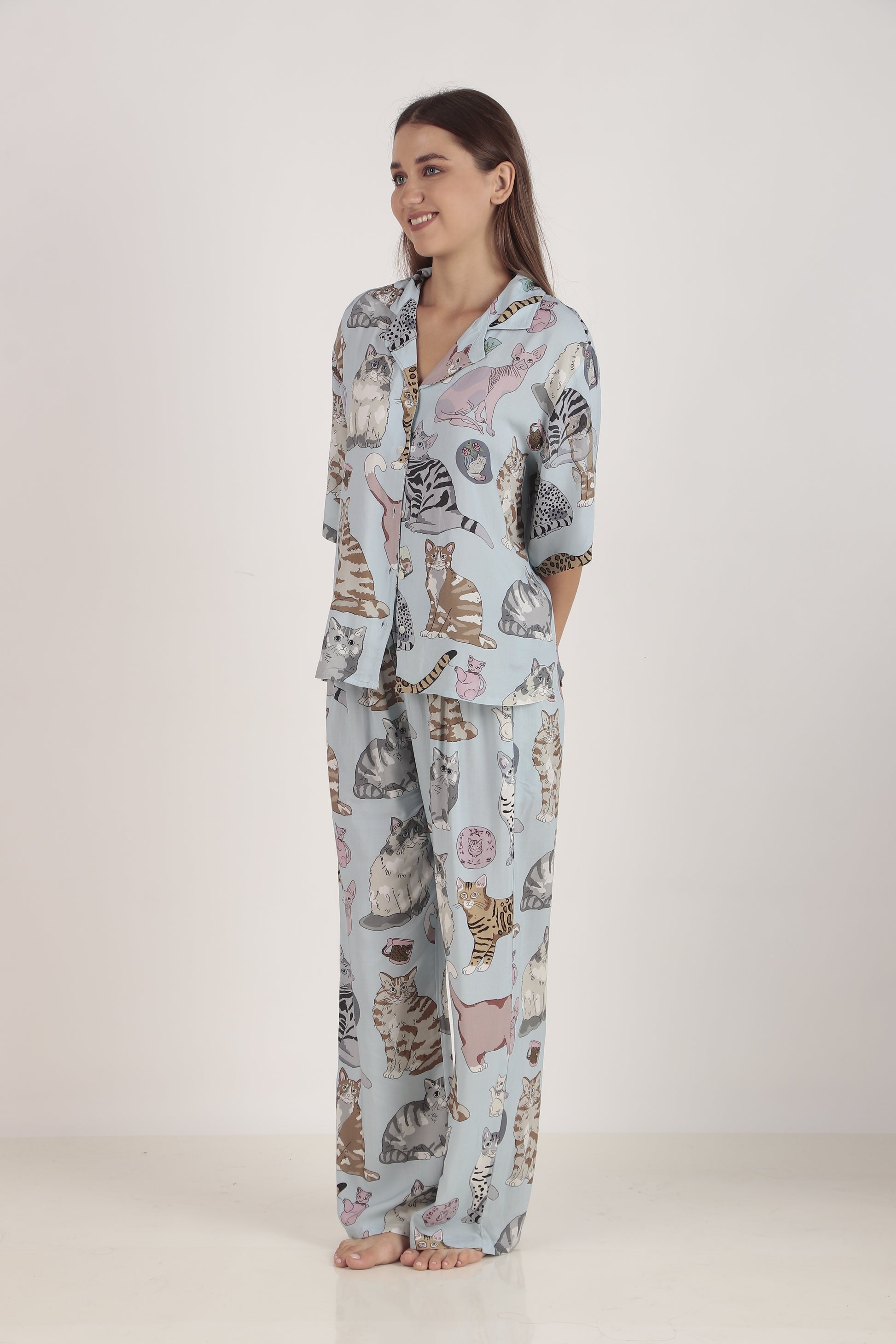 Meow Blue Loungewear set | Masha at Broadway