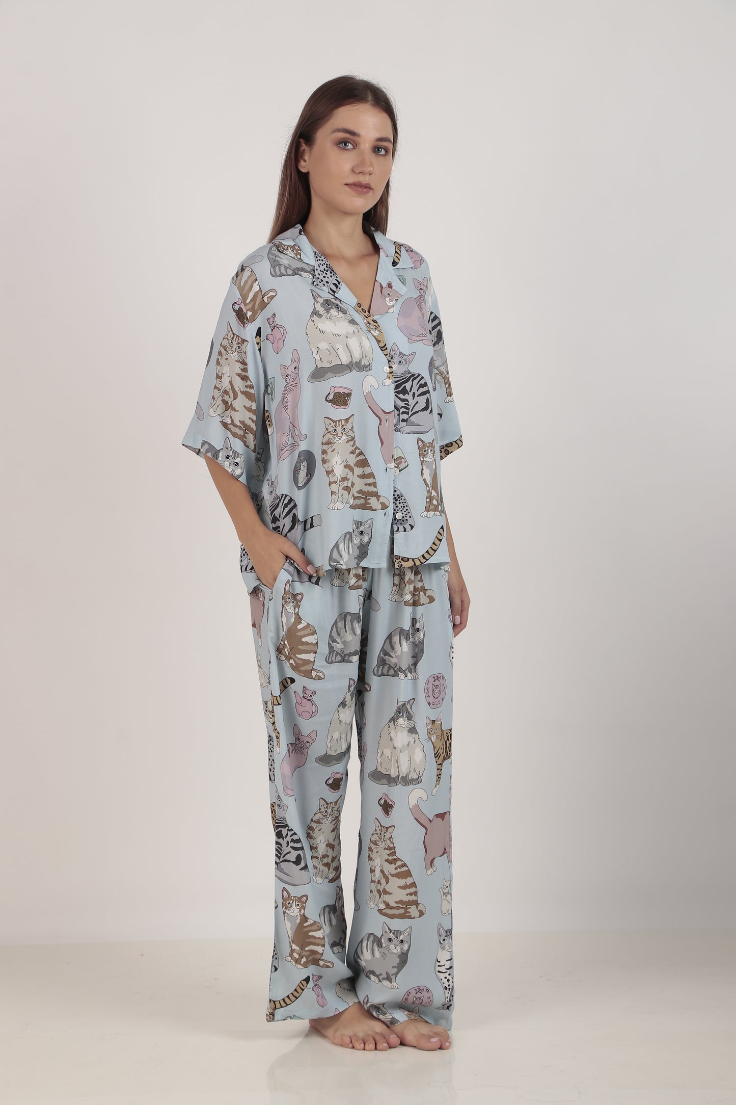 Meow Blue Loungewear set | Masha at Broadway