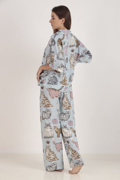 Meow Blue Loungewear set | Masha at Broadway