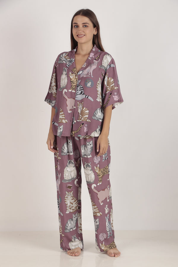 Meow Mauve Loungewear set