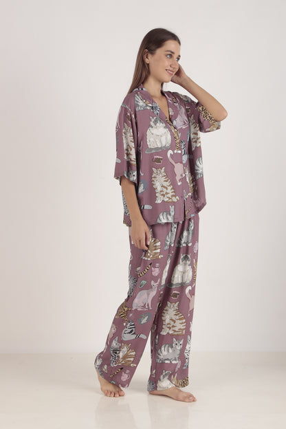Meow Mauve Loungewear set | Masha at Broadway