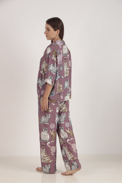 Meow Mauve Loungewear set | Masha at Broadway
