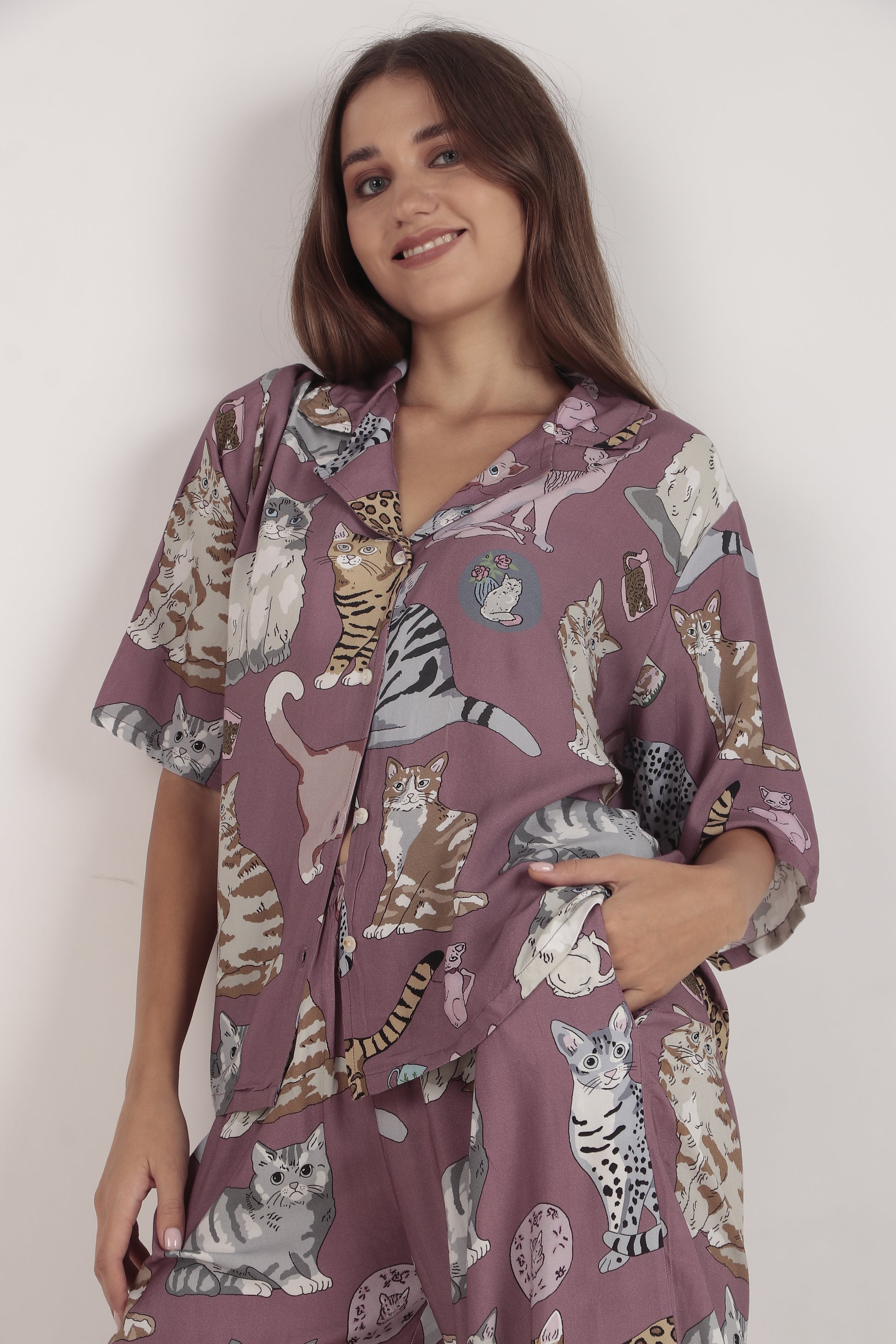 Meow Mauve Loungewear set | Masha at Broadway