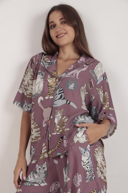 Meow Mauve Loungewear set | Masha at Broadway