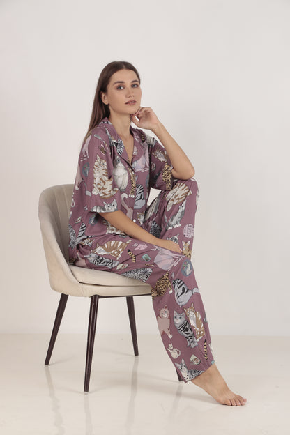 Meow Mauve Loungewear set | Masha at Broadway