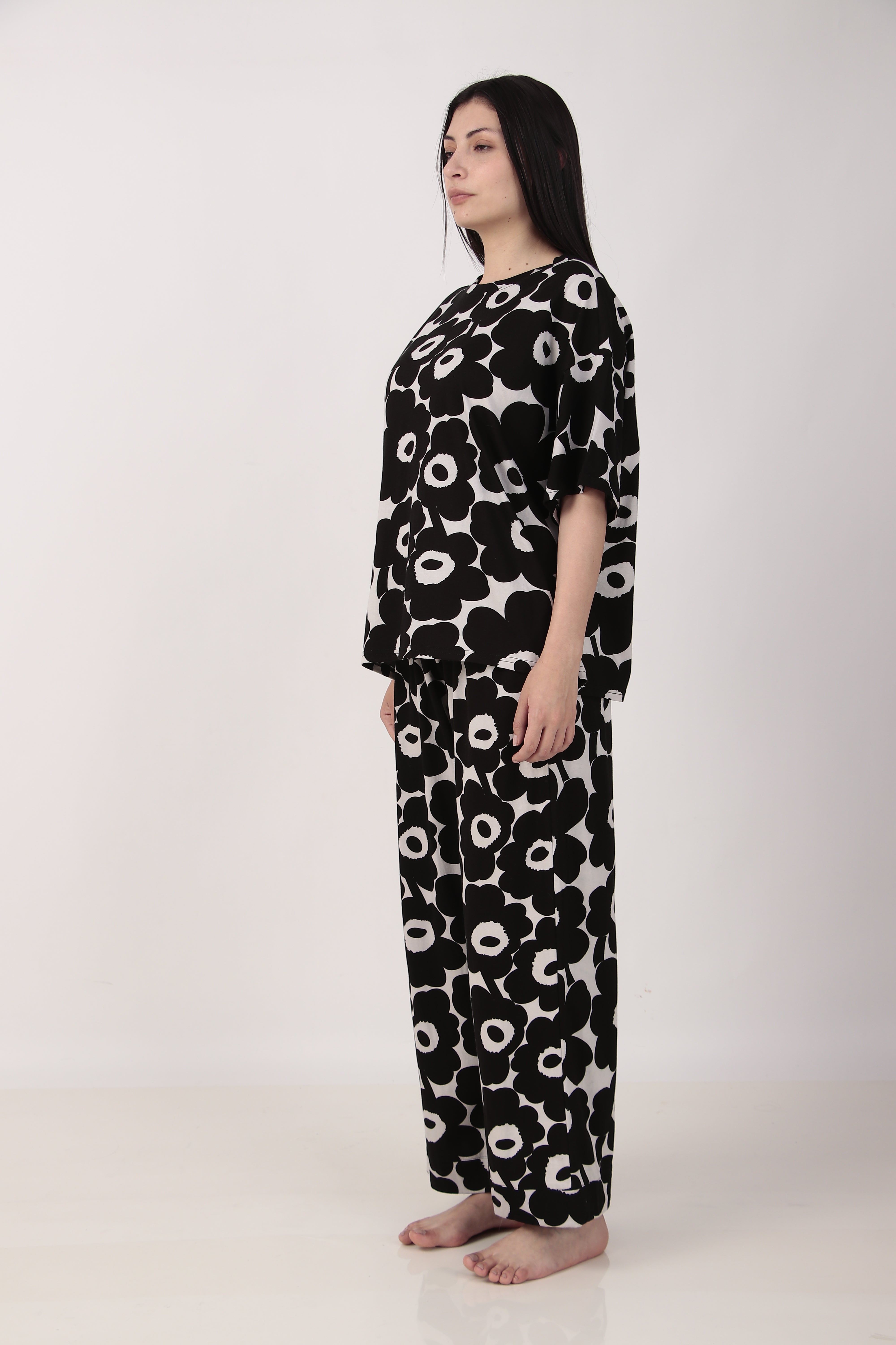Black Bloom Oversized PJ Set | Masha at Broadway