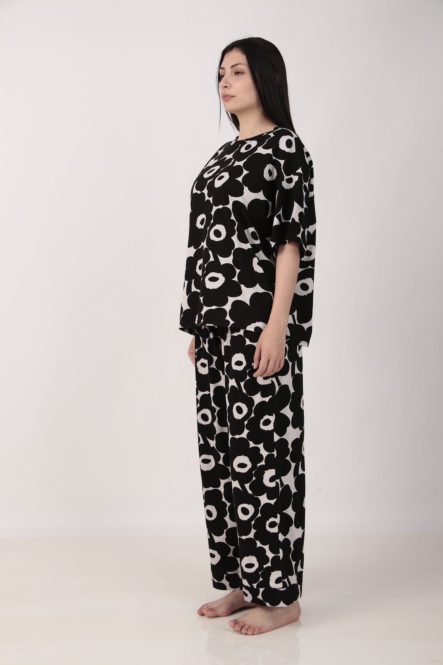 Black Bloom Oversized PJ Set | Masha at Broadway