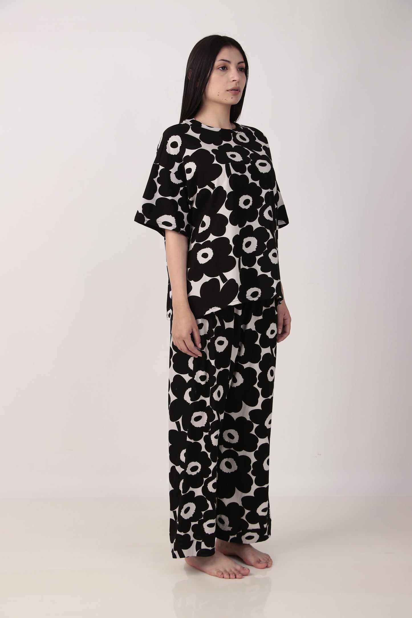 Black Bloom Oversized PJ Set | Masha at Broadway