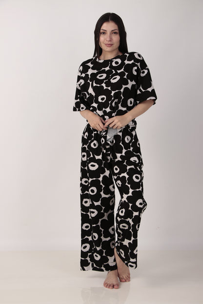 Black Bloom Oversized PJ Set | Masha at Broadway