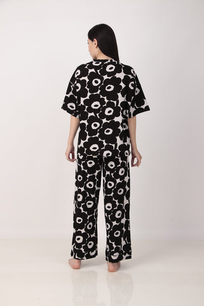 Black Bloom Oversized PJ Set | Masha at Broadway