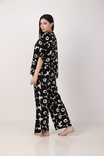 Black Bloom Oversized PJ Set | Masha at Broadway