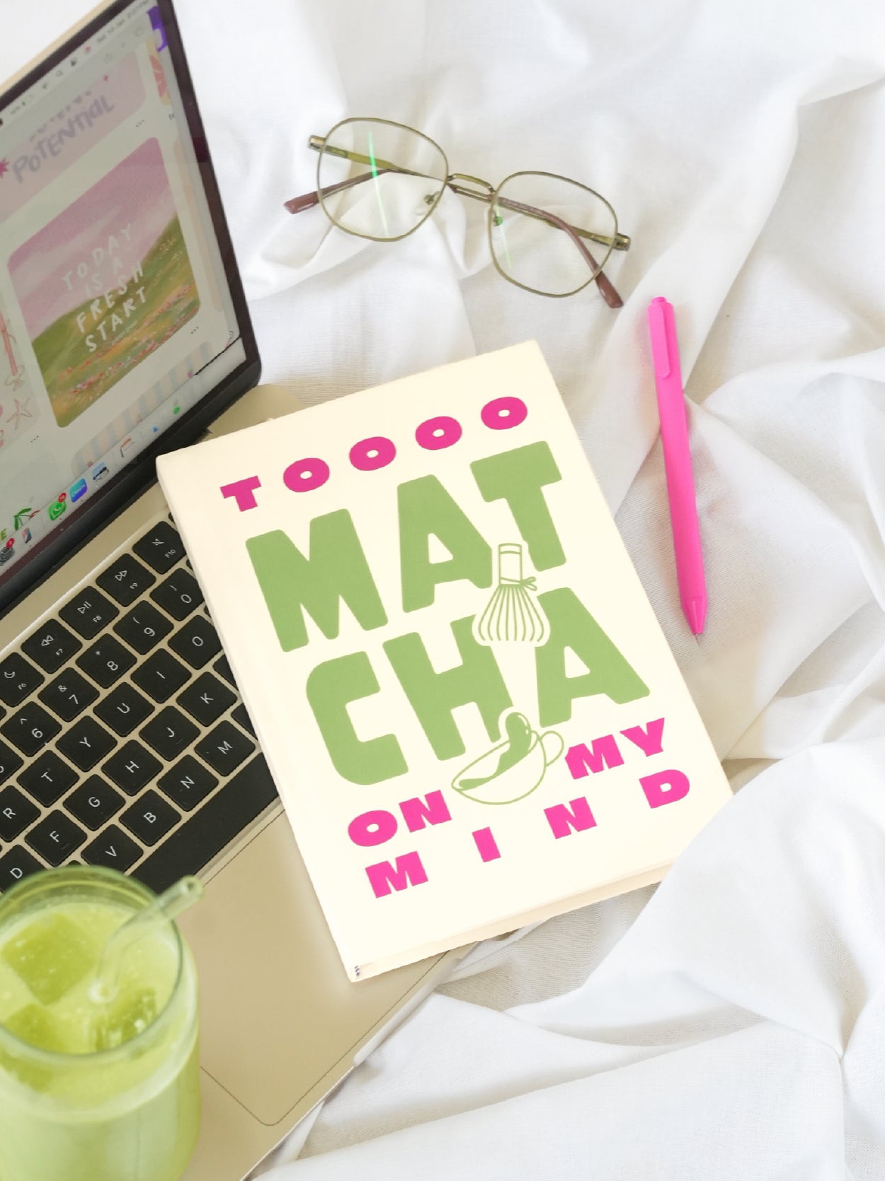 Matcha On My Mind | A5 Hardcover Notebook | Aligning Dots at Broadway