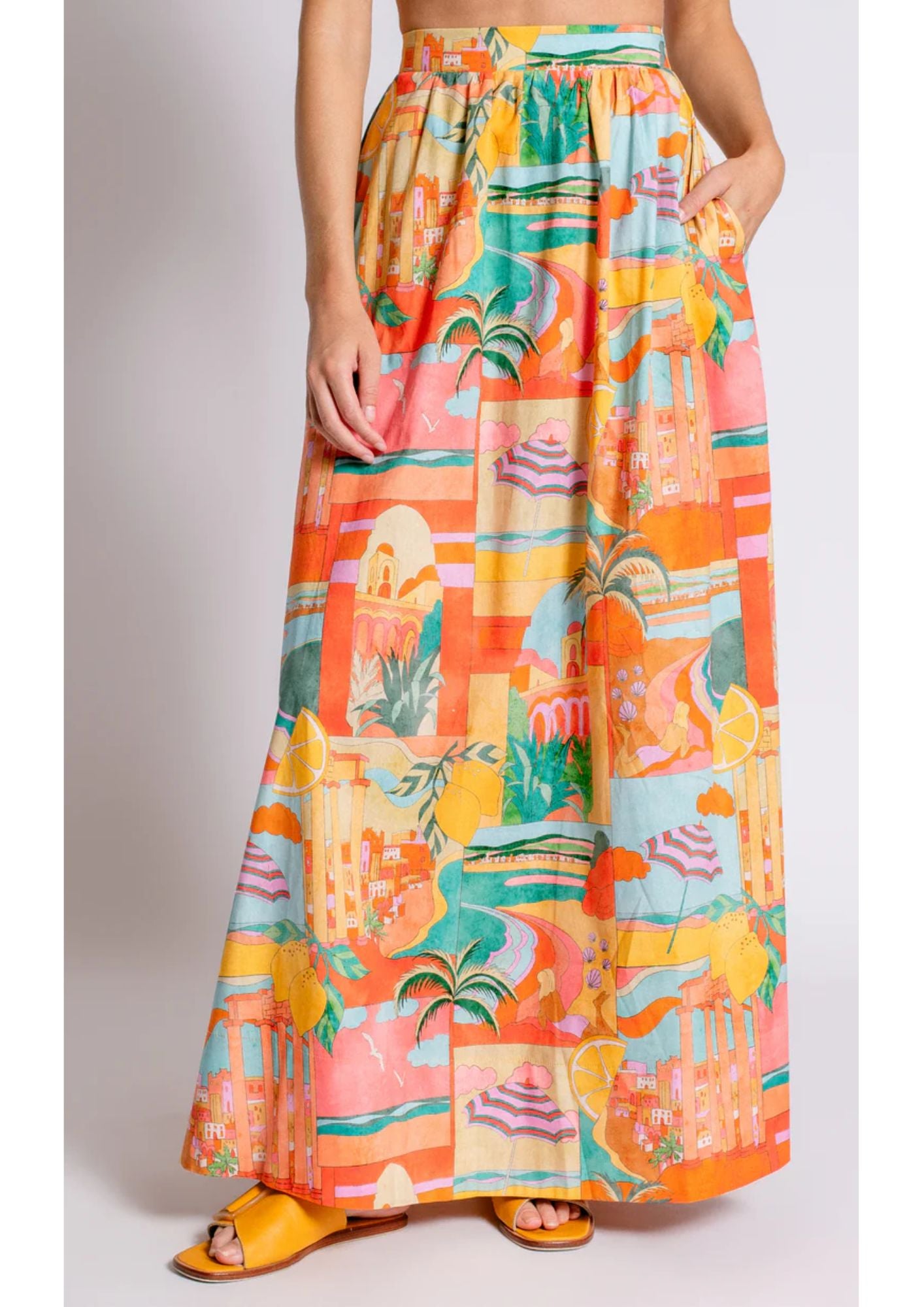 MULTICOLOR BUBBLE PRINT MAXI SKIRT | De Novoo at Broadway
