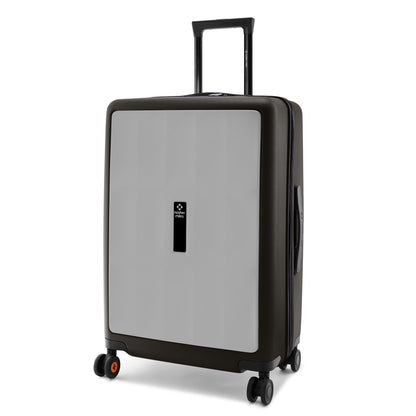 Nasher Miles Zanzibar TSA Lock Hard-Sided Polycarbonate Check-in Luggage Grey Black 24 inch |65 Trolley Bag| Suitcase