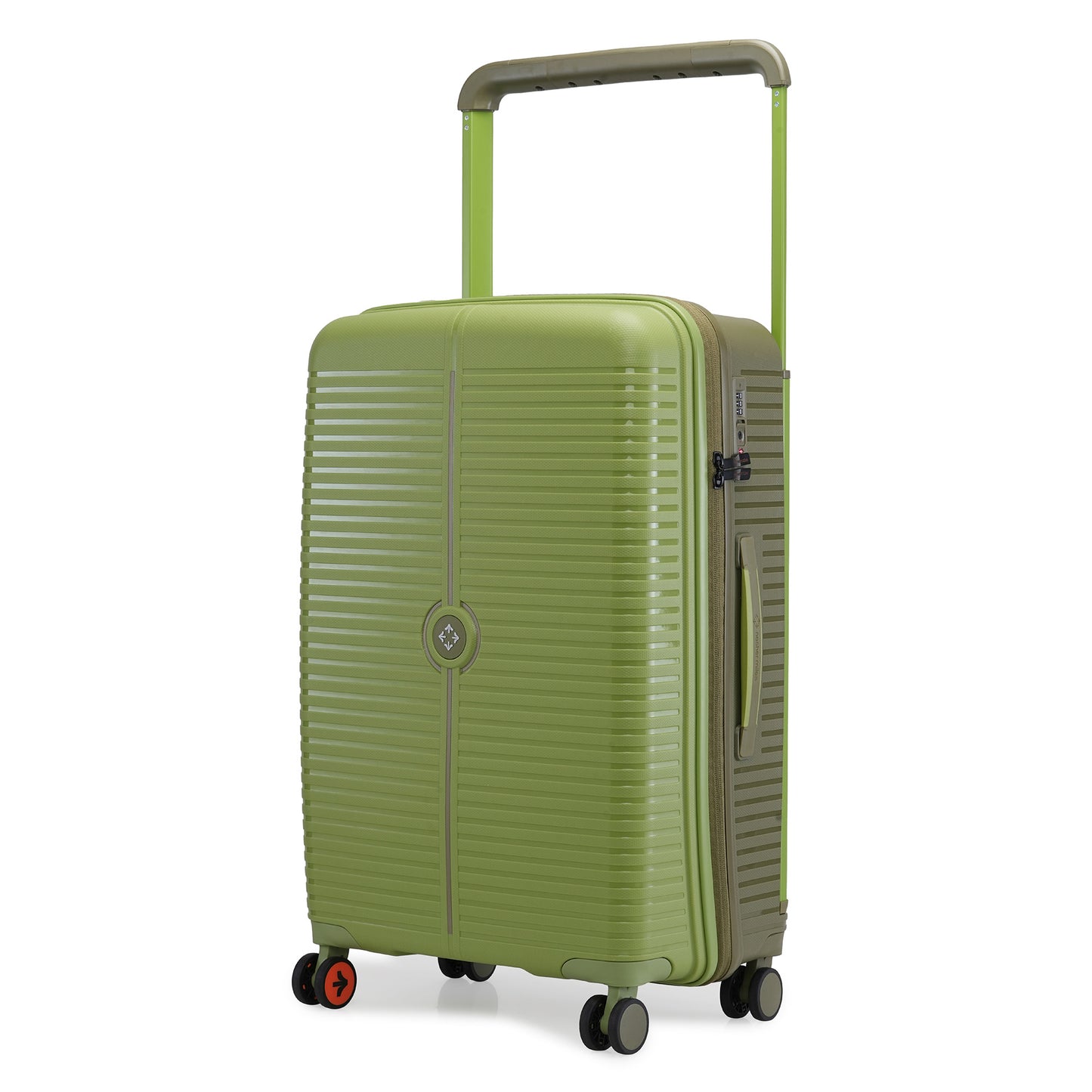 Nasher Miles Dubai TSA Lock Hard-Sided Polypropylene Check-in Luggage 24 inch | 65cm | 8 Wheels Medium Trolley Bag for Travel | Suitcase (Green Brown)