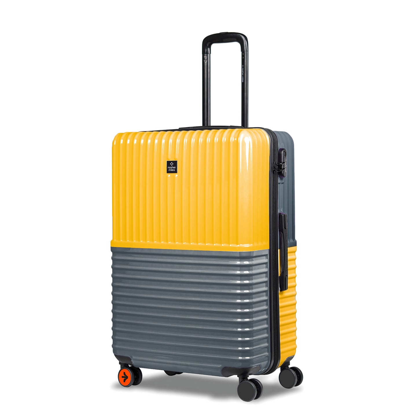 Nasher Miles Istanbul Hard-Sided ABS and PC Check-in Luggage 24 inch | 65cm | 8 Wheels Medium Trolley Bag for Travel | Suitcase (Yellow Grey)