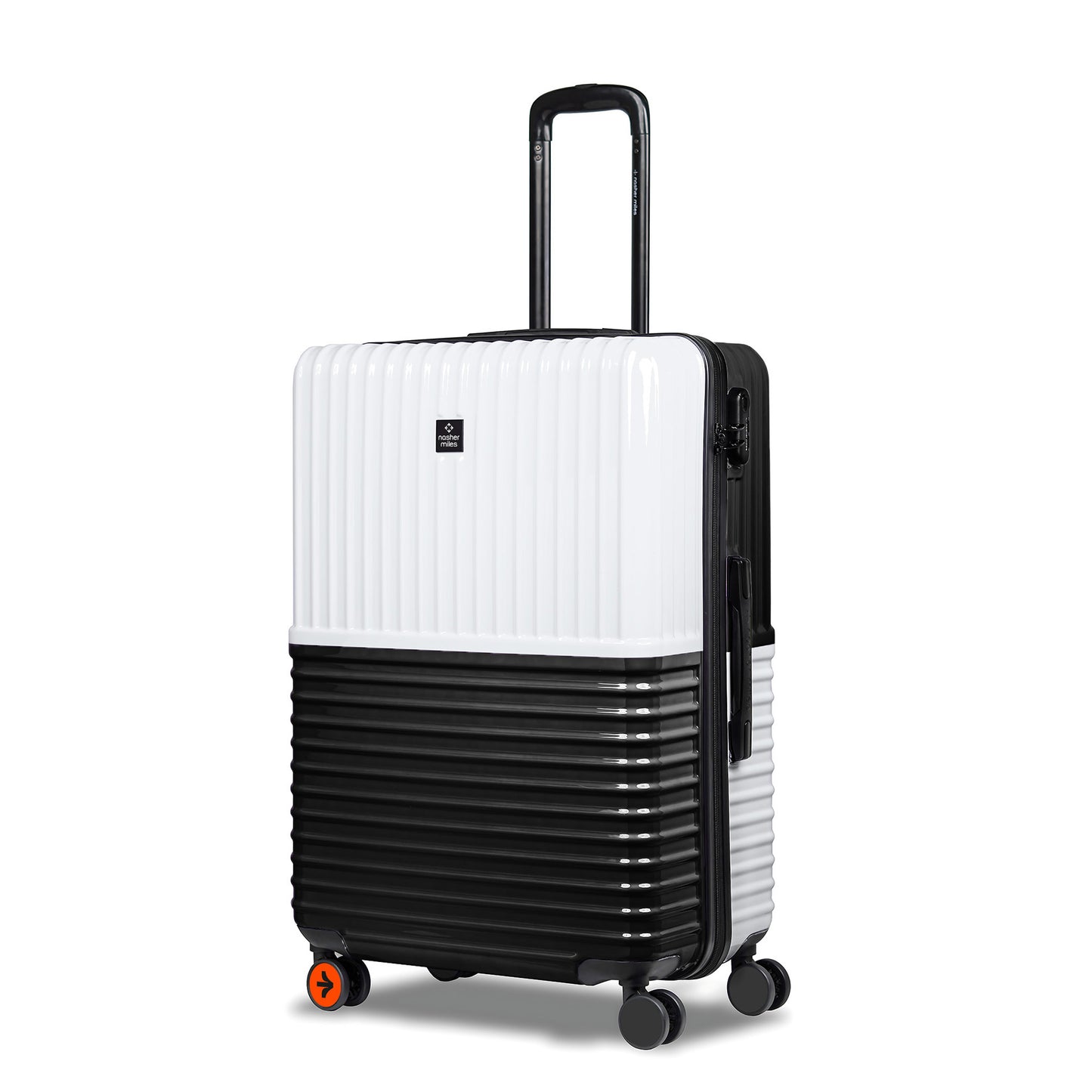 Nasher Miles Istanbul Hard-Sided ABS and PC Check-in Luggage 24 inch | 65cm | 8 Wheels Medium Trolley Bag for Travel | Suitcase (Black White)