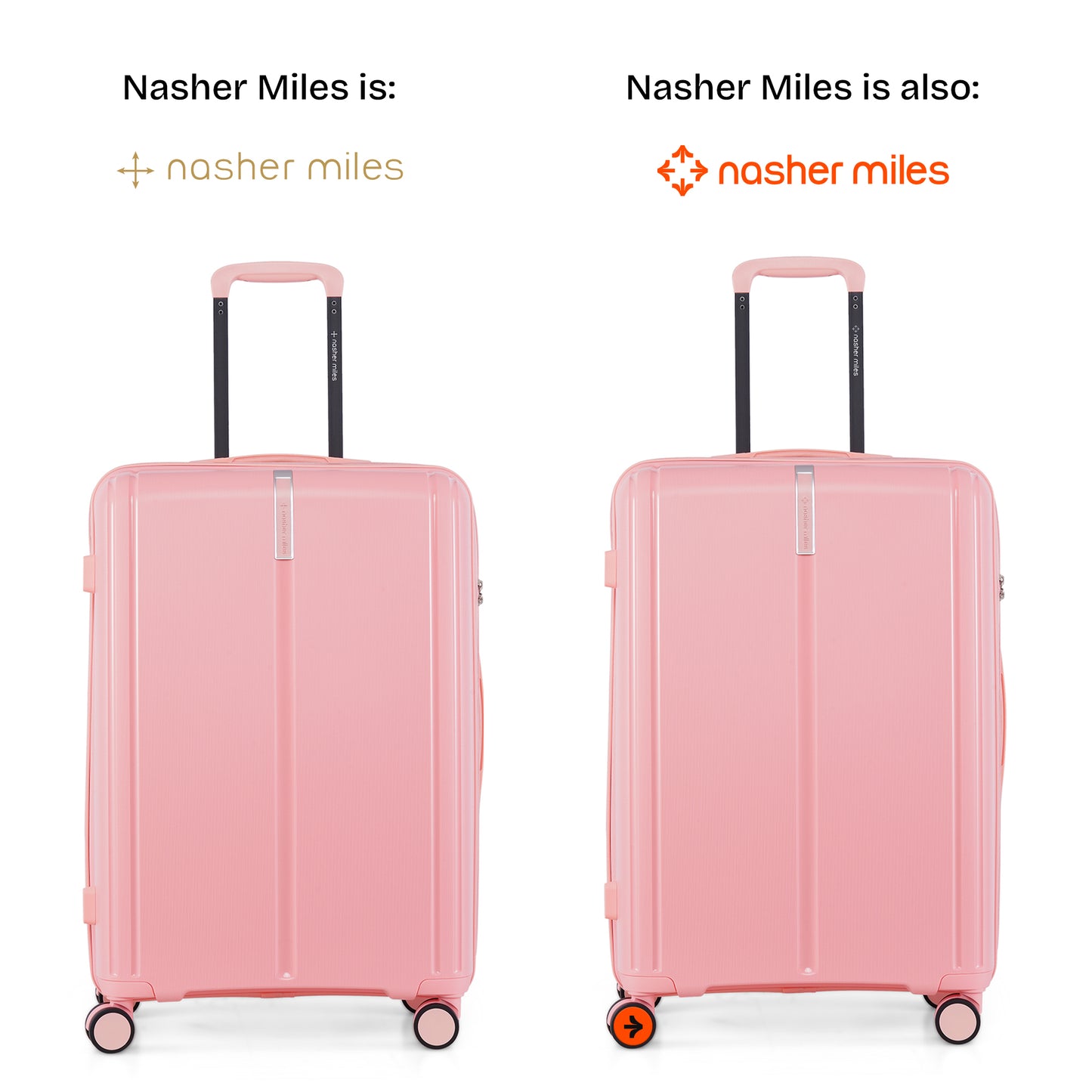 Nasher Miles The Line Hard-Sided Polypropylene Check-in Luggage Pink 24 inch |65 Trolley Bag