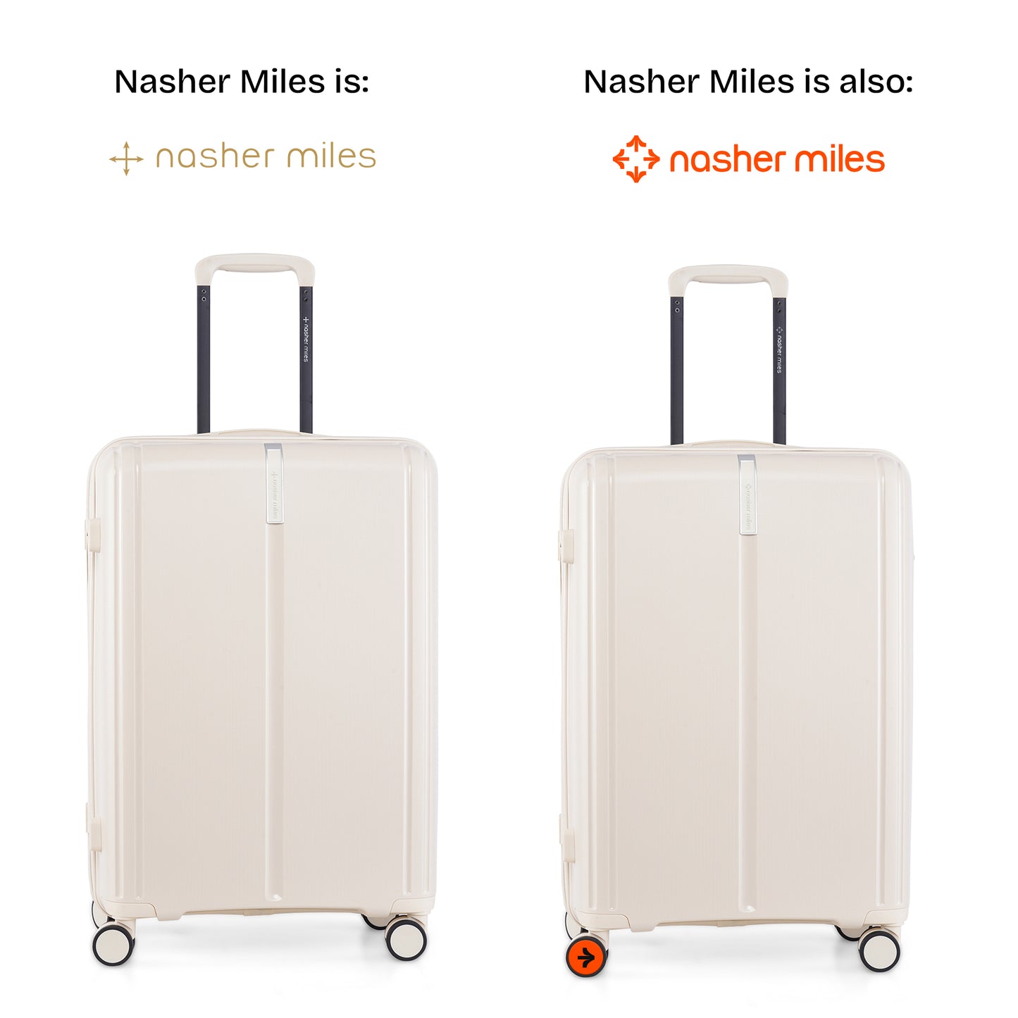 Nasher Miles The Line Hard-Sided Polypropylene Check-in Luggage White 24 inch |65 Trolley Bag