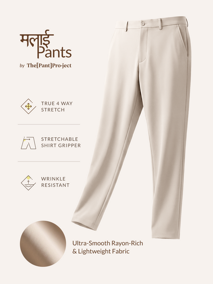 Malai Pants Cream Soft-touch Slim Fit Power-Stretch Pants