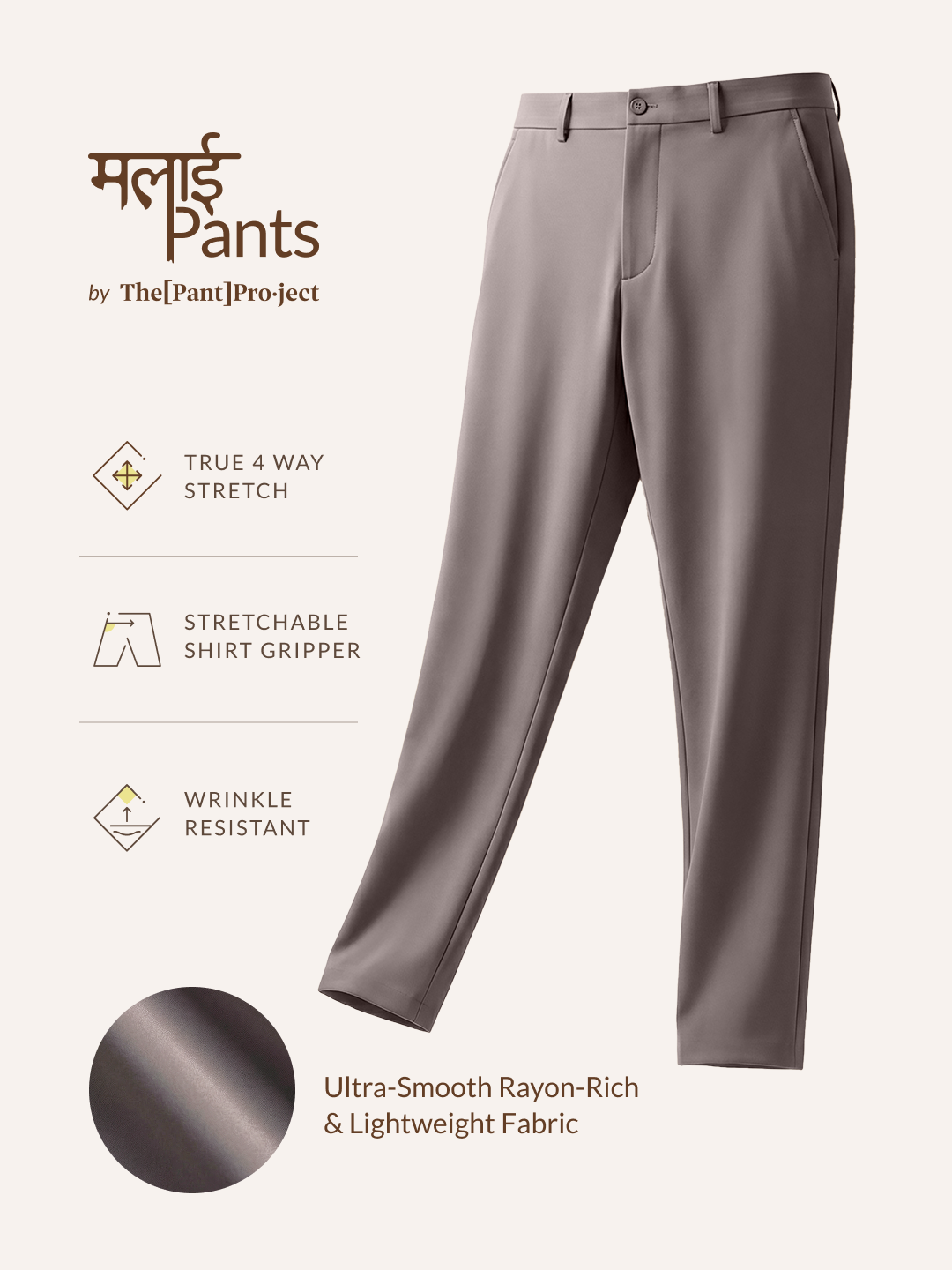 Malai Pants Dark Grey Soft-touch Slim Fit Power-Stretch Pants