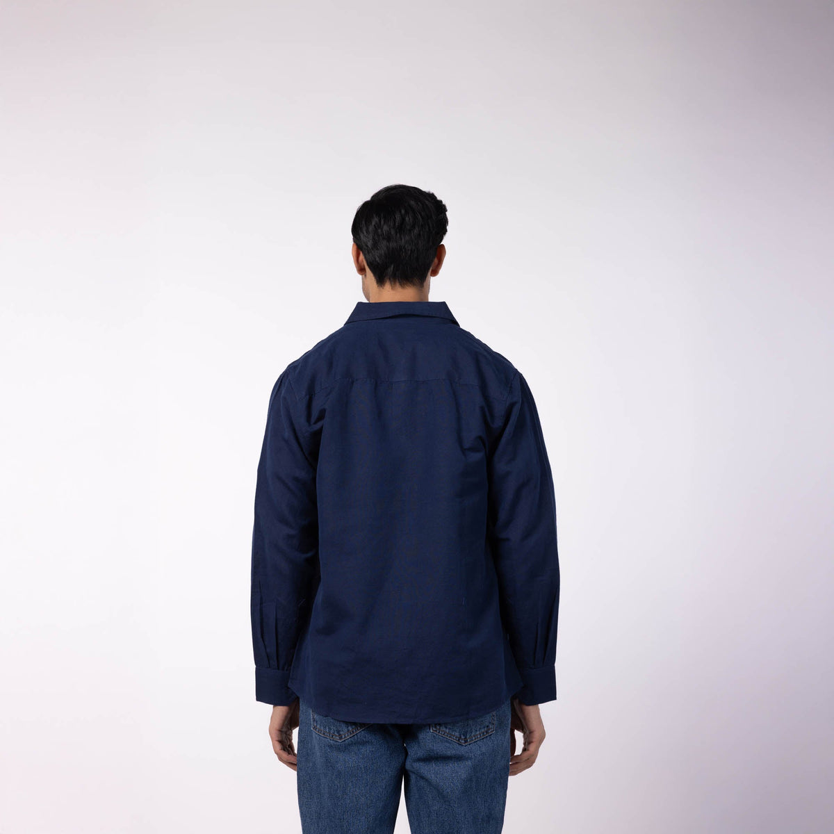 Men's Blended Classic Collar Shirt - Dark Blue