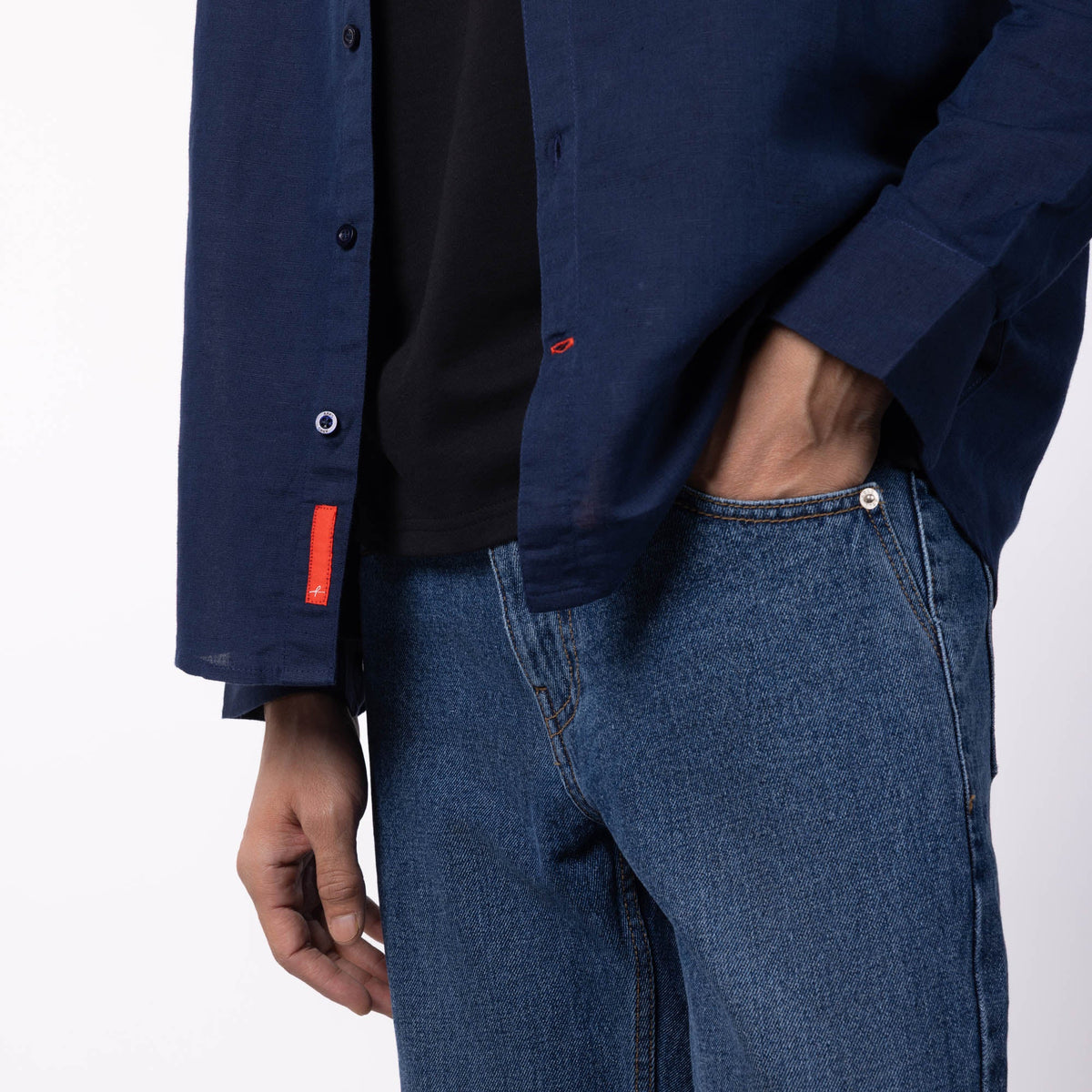 Men's Blended Classic Collar Shirt - Dark Blue