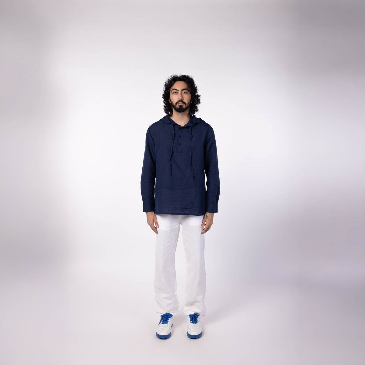 Men's Hooded Shirt - Dark Blue