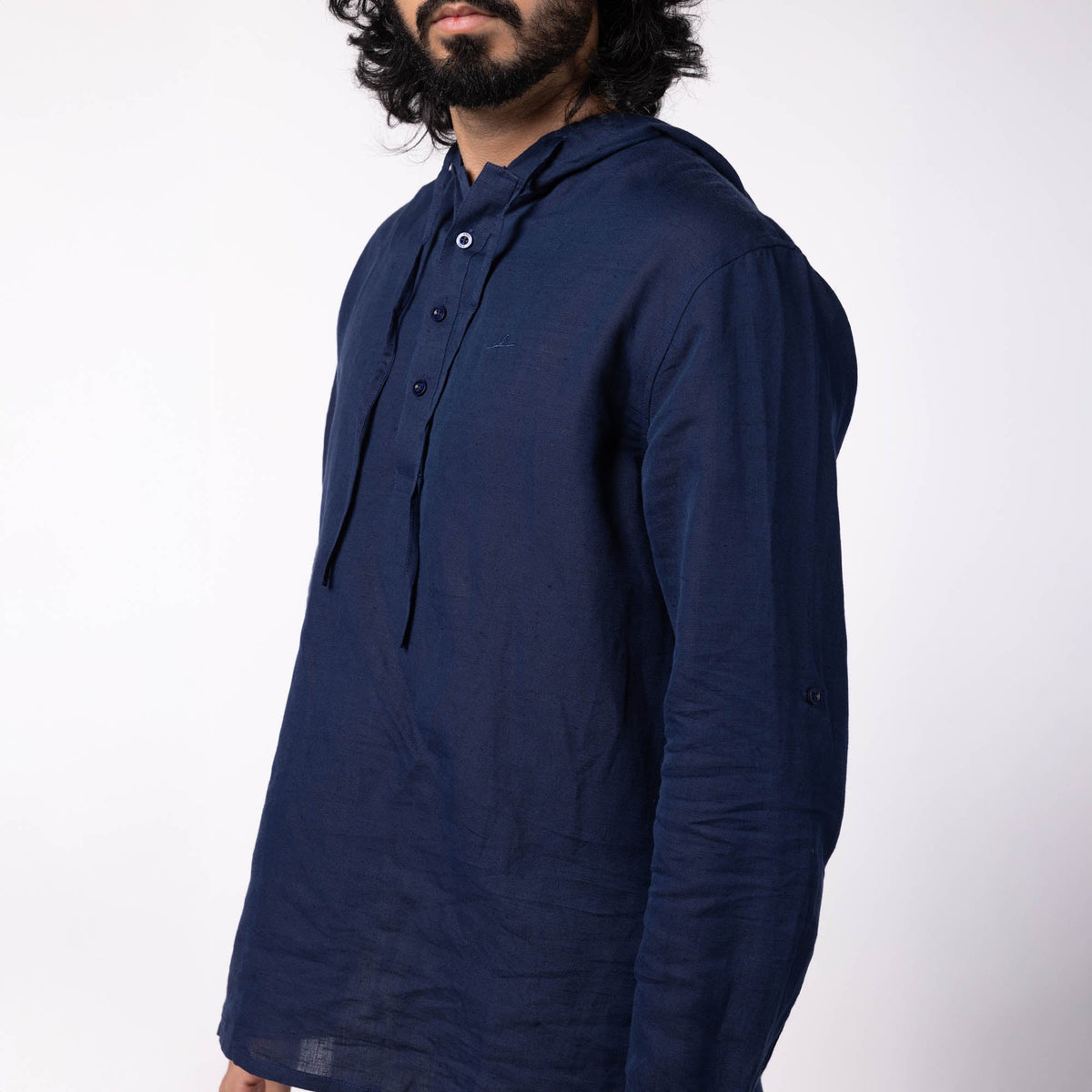 Men's Hooded Shirt - Dark Blue