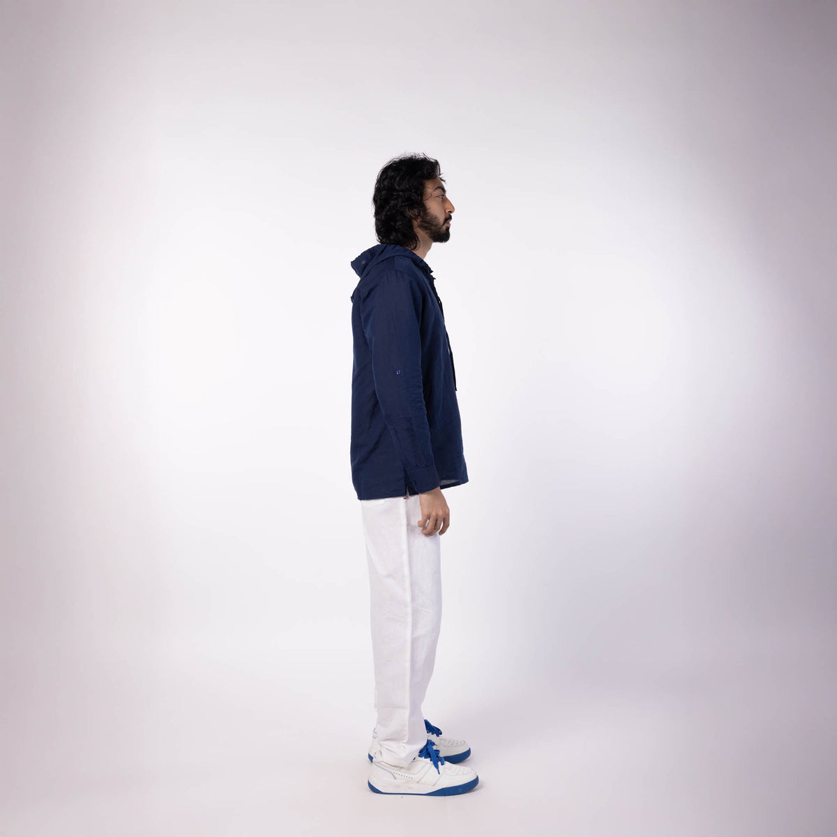 Men's Hooded Shirt - Dark Blue