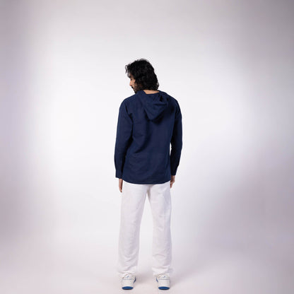 Men's Hooded Shirt - Dark Blue