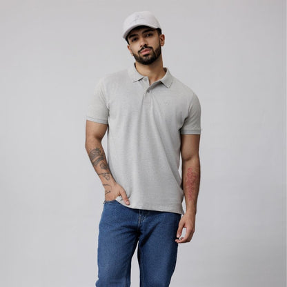 Men's Pique Polo - Grey Melange