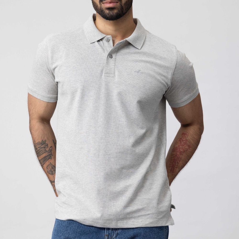 Men's Pique Polo - Grey Melange